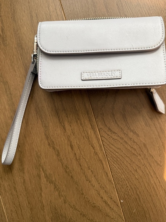 Vera Bradley Handbags - Vera Bradley Pale Gray Wristlet Clutch with Strap